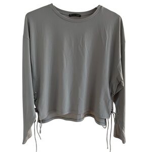 Zara Grey Drawstring-Side Long Sleeve Top